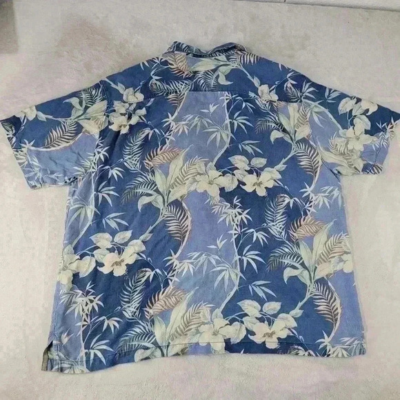 Tommy Bahama Short Sleeve Silk Button-Up Floral Shirt Blue Sz 2XL XXL - Picture 2 of 8